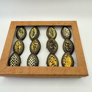 12 wood rings adjustable Black Yellow fashion designer Christmas birthday gift